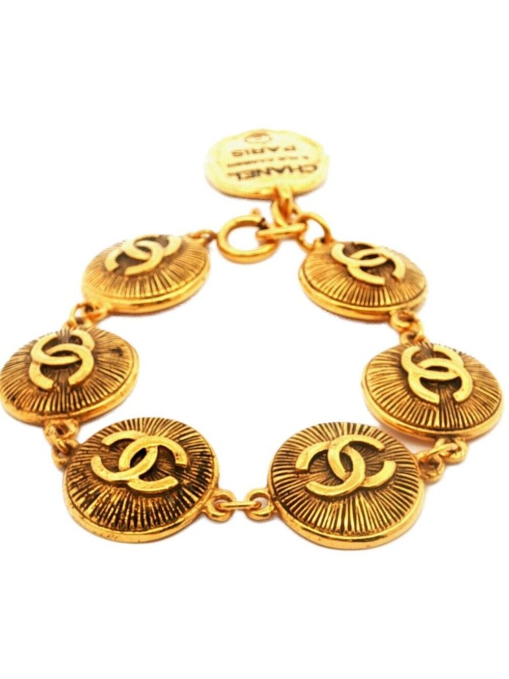 Chanel CC Logo Bracelet Alloy Gold